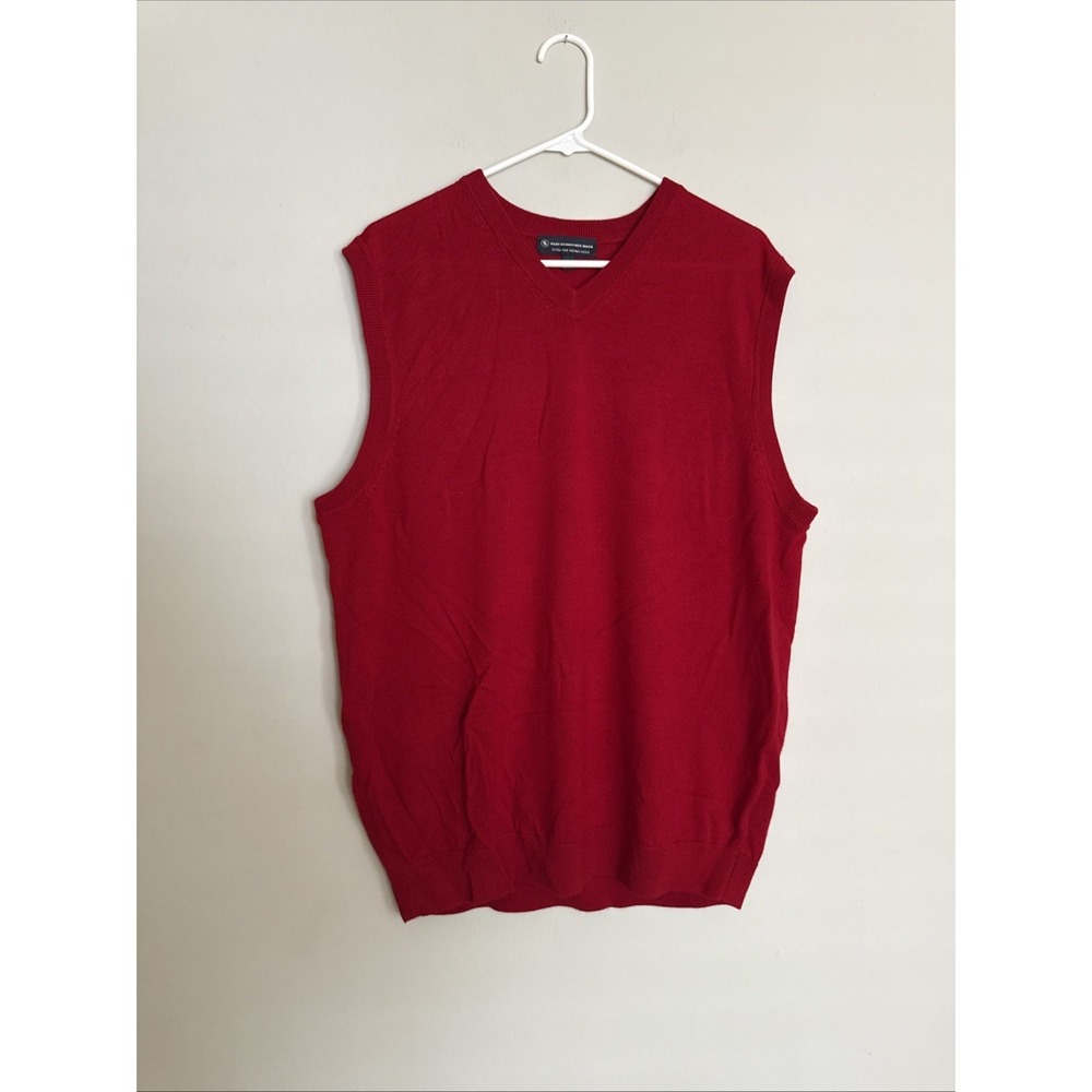 Hart Schaffner Marx Merino Wool Vest Mens‎ Medium Red V-Neck Extra Fine